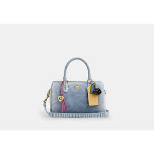 Rowan Satchel Bag In Loved Denim With Charms